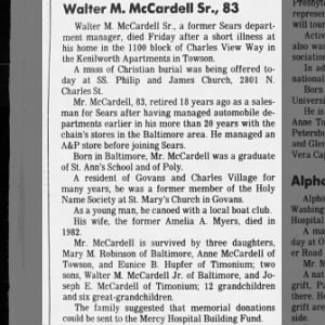 Walter Miller McCardell Sr. obituary 